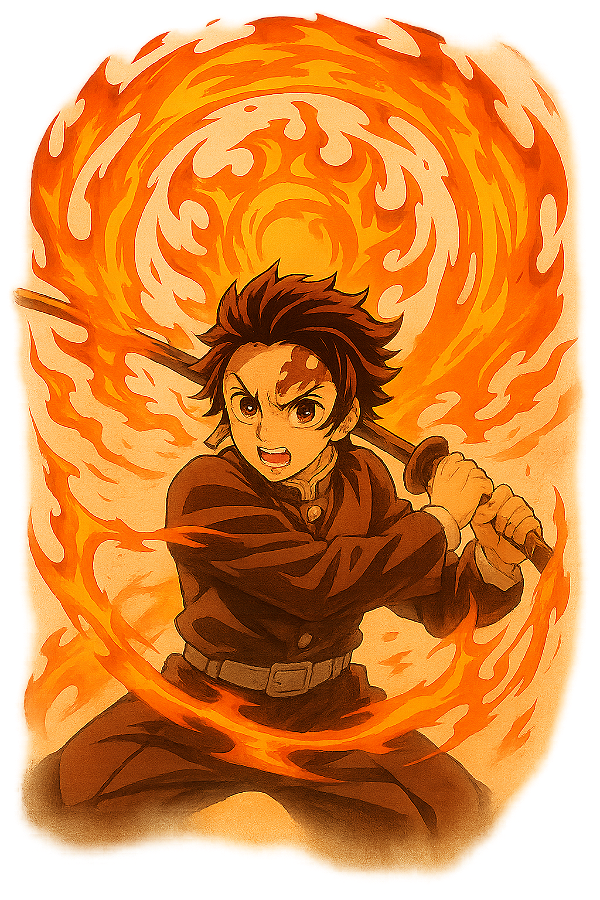🔥🌞 Camisa Tanjiro Respiração do Sol – Coleção Demon Slayer