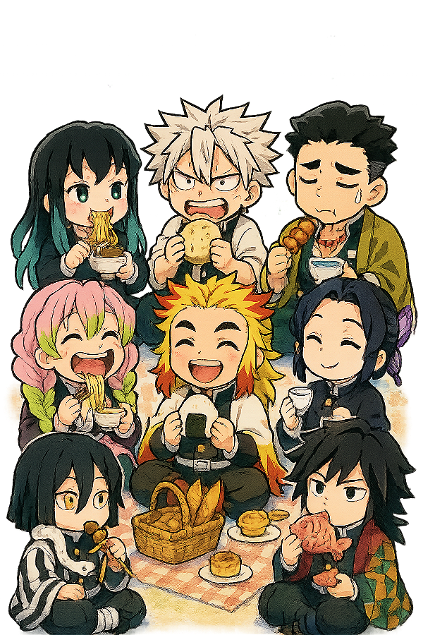 🍙 Hashiras em Piquenique – Coleção Chibi