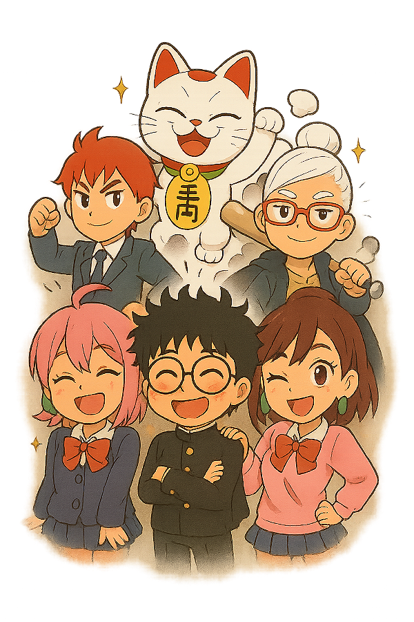 👥✨ Turma Reunida – DanDaDan Chibi