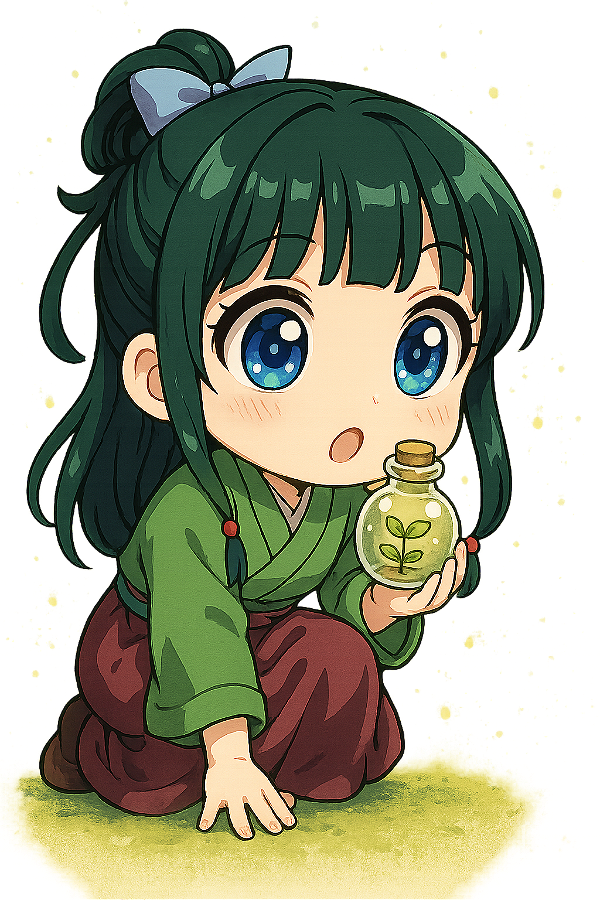 ✨🌱 Maomao Plantinha Chibi – Diário de uma Apotecária