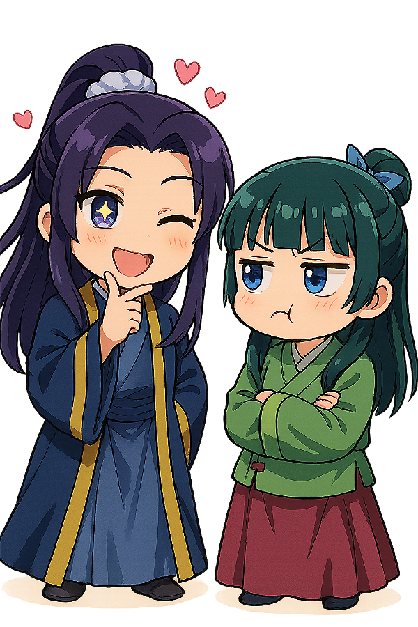✨😂 Amor e Teimosia Chibi – Jinshi & Maomao | Diário de uma Apotecária
