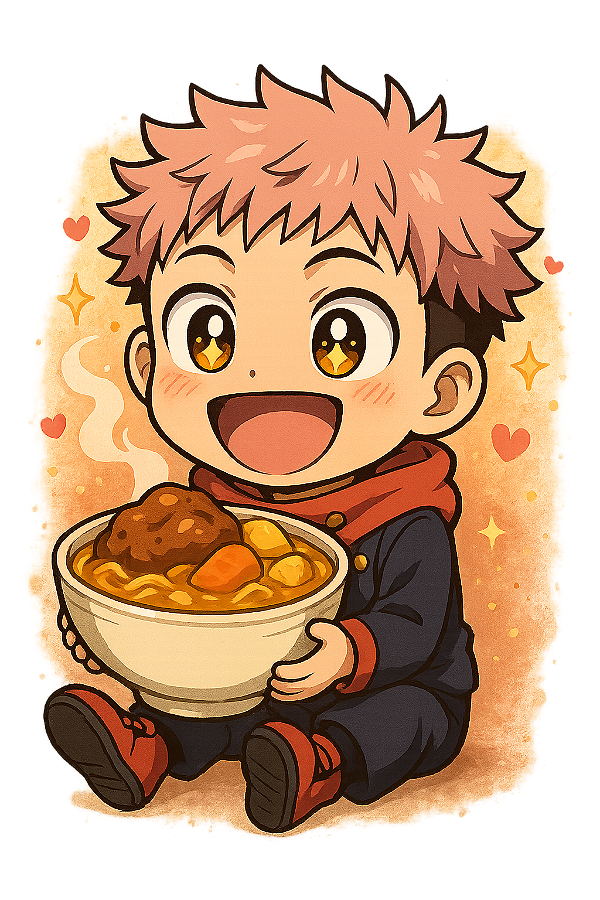 ✨🍜 Yuji Comilão Chibi – Jujutsu Kaisen | Camisa Anime