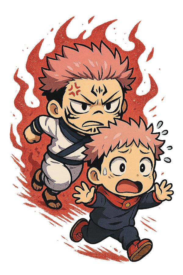 ✨🔥 Sukuna e Yuji Chibi – Jujutsu Kaisen | Camisa Anime