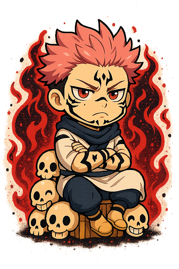 ✨🔥 Sukuna no Trono – Jujutsu Kaisen | Camisa Anime Chibi