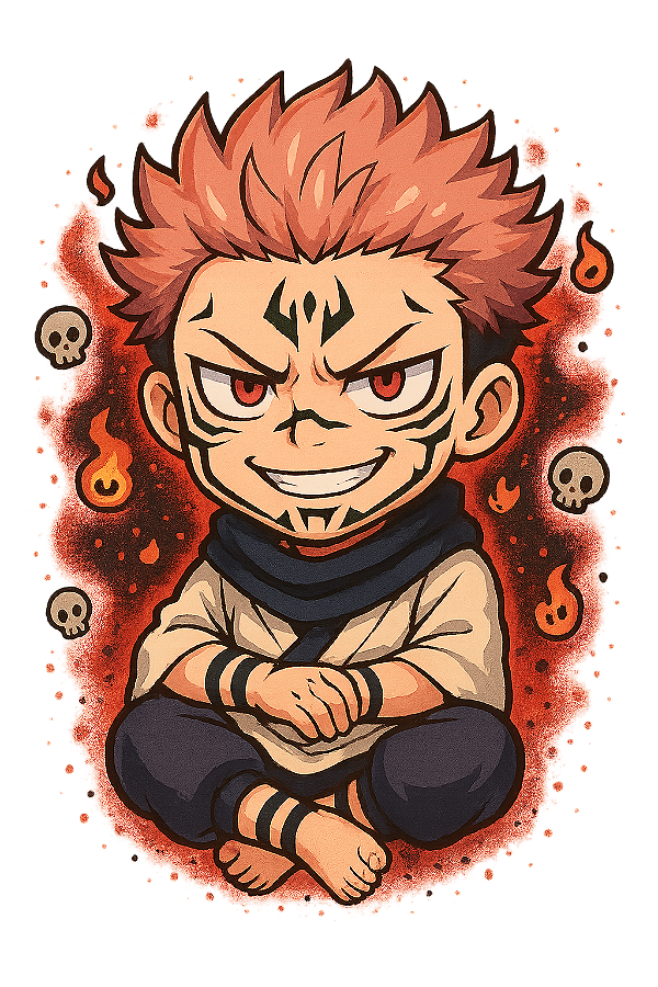 ✨🔥 Sukuna Majestoso – Jujutsu Kaisen | Camisa Anime Chibi