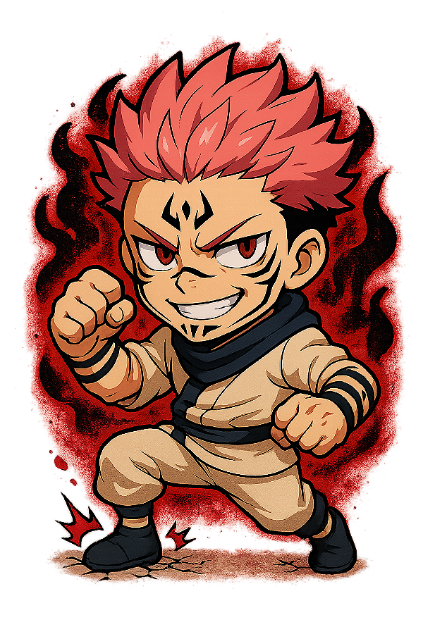 🔥👊 Sukuna Lutador – Jujutsu Kaisen | Camisa Anime Chibi