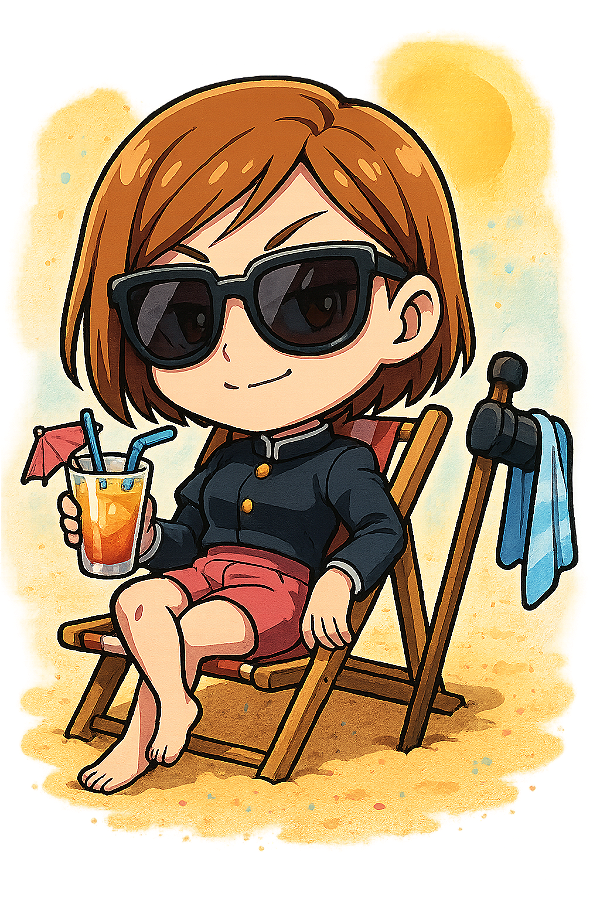 ✨🌴 Nobara na Praia – Jujutsu Kaisen | Camisa Anime Chibi