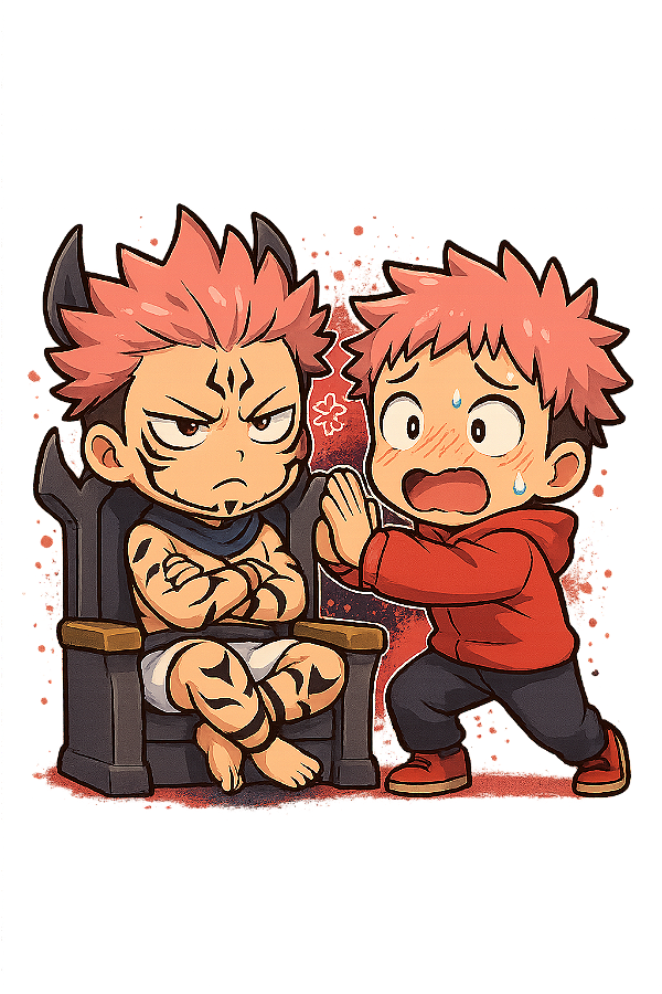 ✨👑 Chibi Sukuna e Yuji – Jujutsu Kaisen | Camisa Anime
