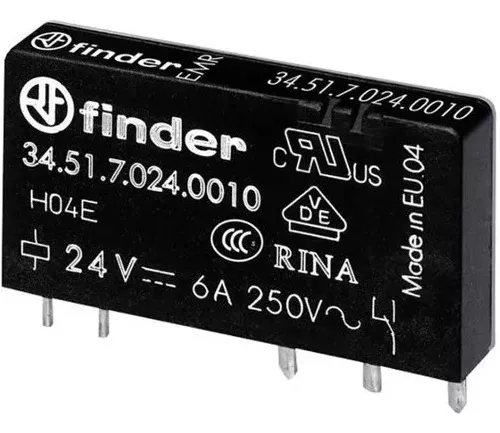 Bobina Relé  Finder 6a 24vdc 1 Contato Reversível 24v