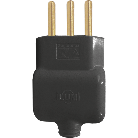 Plugue Macho 2+T 10A Preto C/Prensa Cabo PLD11-3