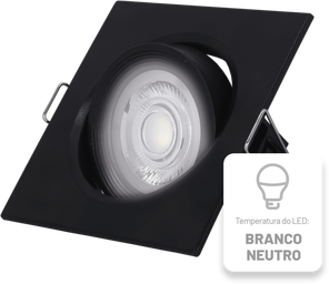 Spot Led Emb Quadrado Preto 5W Neutro 4000K