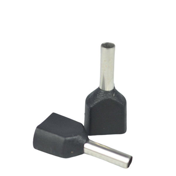 Terminal Tubular Duplo 1,5MM Preto/Vermelho 100pc