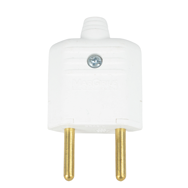 Plugue Macho 2Pinos 10A Branco PLD1-2 Marigirius