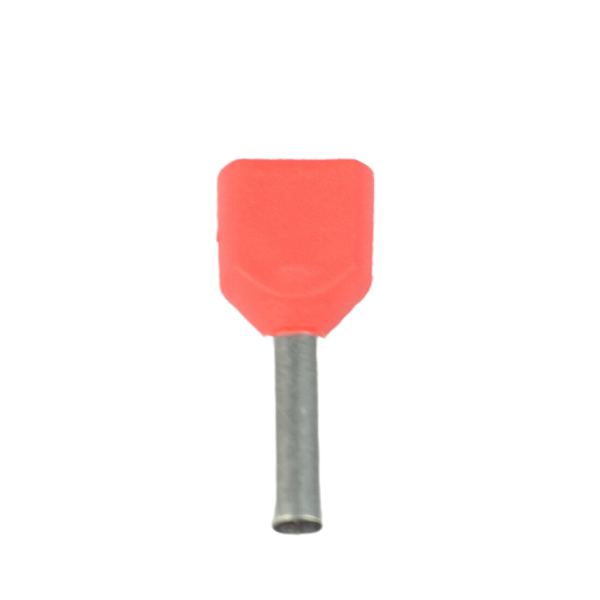 Terminal Tubular Duplo 1,0MM Vermelho 100pc