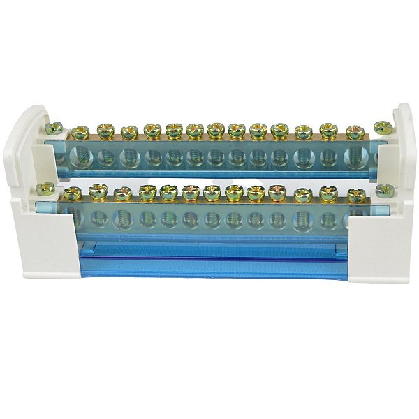 Bloco de distribuição modular 15 furos  125A azul 2 barr
