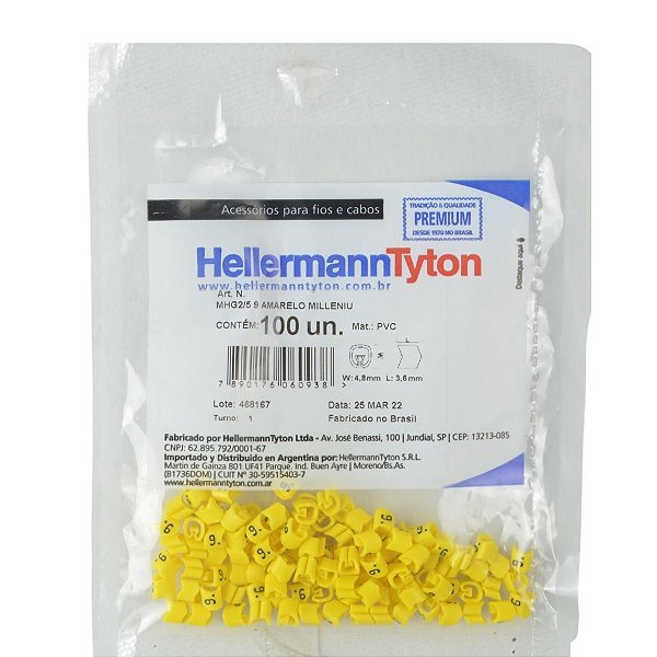 Anilha Hellermann MHG2/5 9 Amarelo