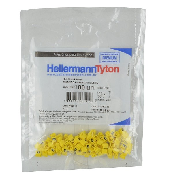Anilha Hellermann MHG2/5 S Amarelo