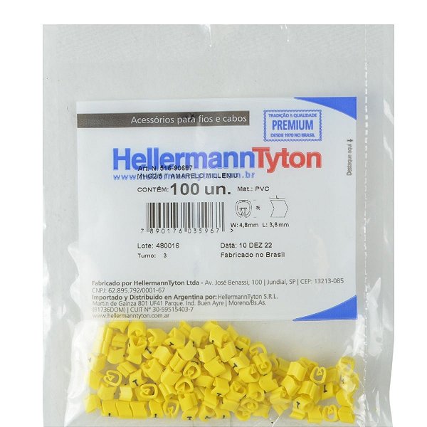 Anilha Hellermann MHG2/5 T Amarelo