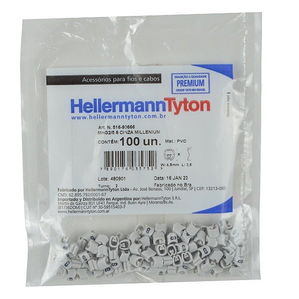 Anilha Hellermann MHG2/5 8 Cinza