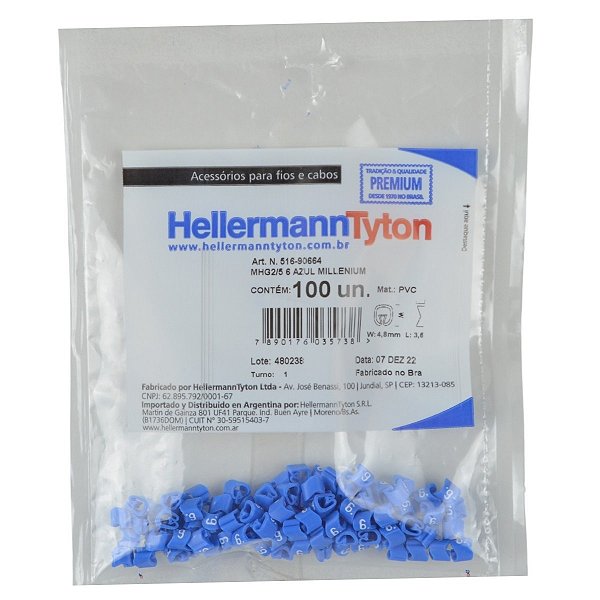 Anilha Hellermann MHG2/5 6 Azul
