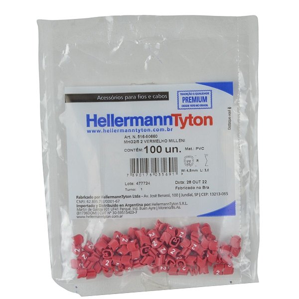 Anilha Hellermann MHG2/5 2 Vermelha