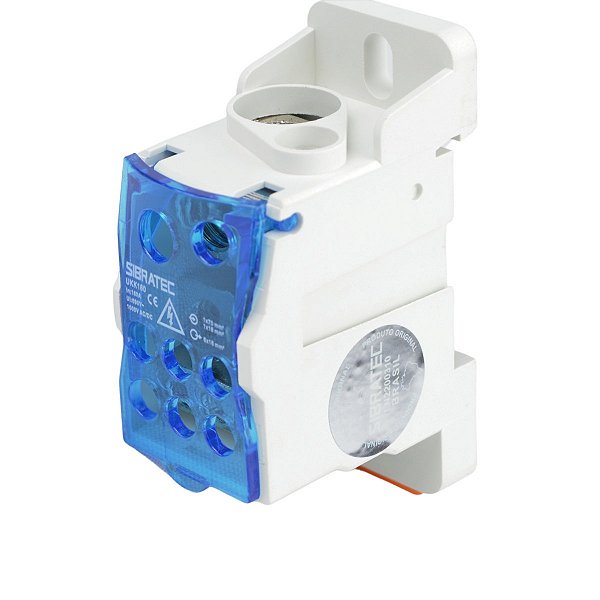 Bloco de Distribuição UKK-100A 2 Entrada cabo 16 e 70mm - Fixação Trilho DIN