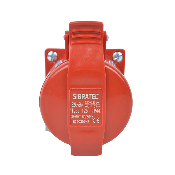 Tomada Industrial Sobrepor 3P+N+T 32A 6H Vermelha 380Vca