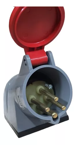 Tomada Sobrepor Neg Brasikon 3P+T 32A 380/440V 6H Vm Ip Steck SN4206
