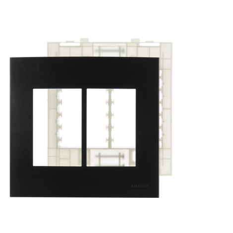 Placa 4X4 3 Tecla +3 Tecla C/Suporte Preto Ebony