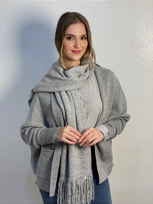 Pashmina Em Tricot Cinza