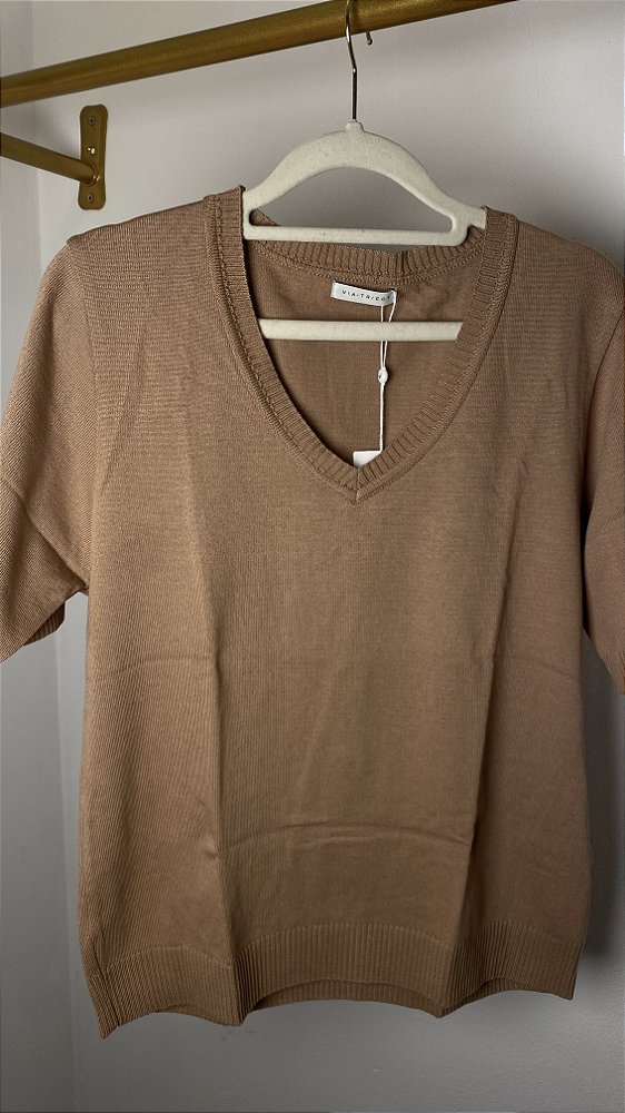 Blusa Manga Curta Em Tricot