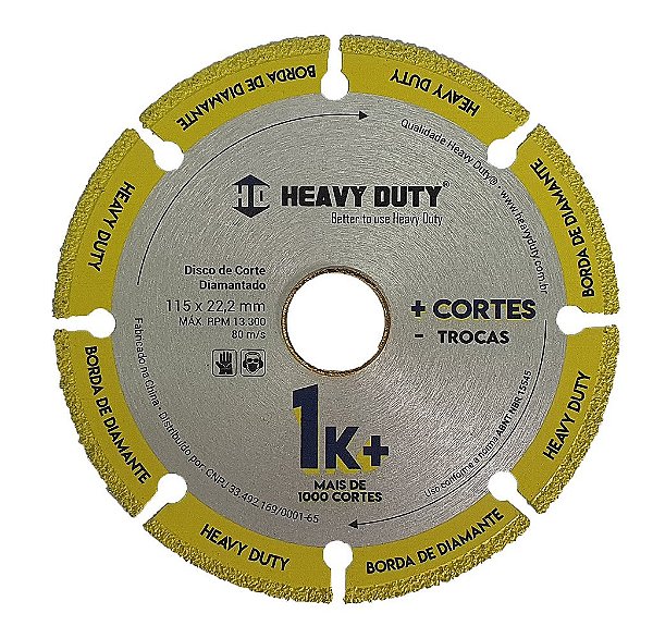 Disco de Corte Diamantado 1K+ 115X22 - HEAVY DUTY (PRODUTO ORIGINAL)