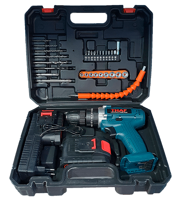 Parafusadeira Com Impacto 21v Com 2 Baterias + kit com 30 Acessórios (PRODUTO IMPORTADO)