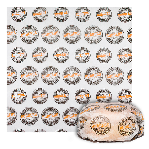 PAPEL ACOPLADO 100 FOLHAS EMBALAR DELIVERY HAMBURGUER LANCHE