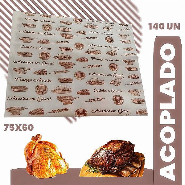PAPEL ACOPLADO PARA ASSAR COSTELA EMBRULHAR ASSADOS 75X60