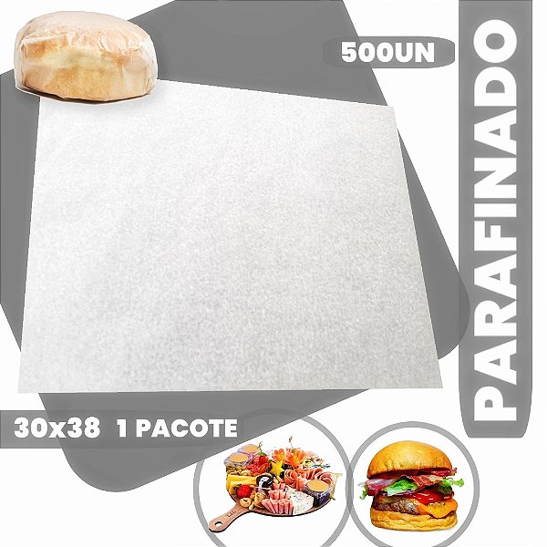 PAPEL MANTEIGA EMBALAR SEGURAR HAMBURGUER BRANCO LISO 30X38 500F
