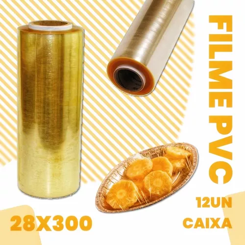 ROLO PLÁSTICO PVC FILME BOBINA ALIMENTOS (C/NF) 28X300 CX12U