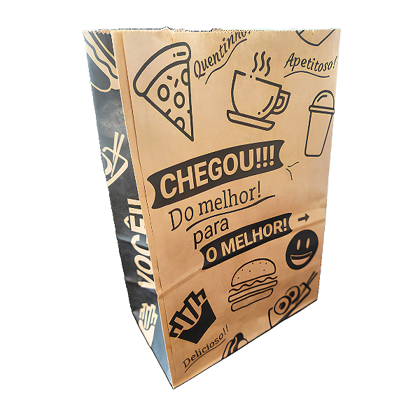 SACO KRAFT PAPEL P 27CMX18CMX10,5CM EMBALAGEM DELIVERY 100UN