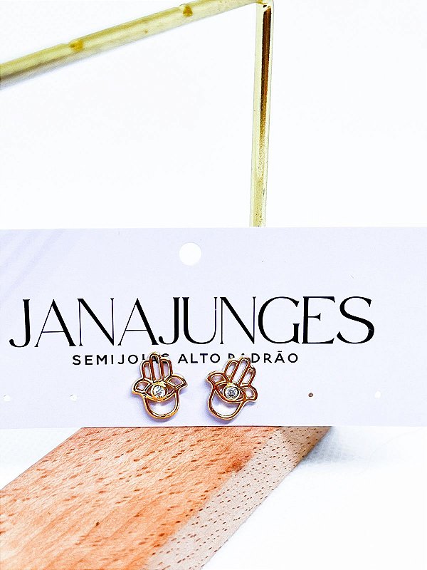 Brinco Mão de Fátima com cristal