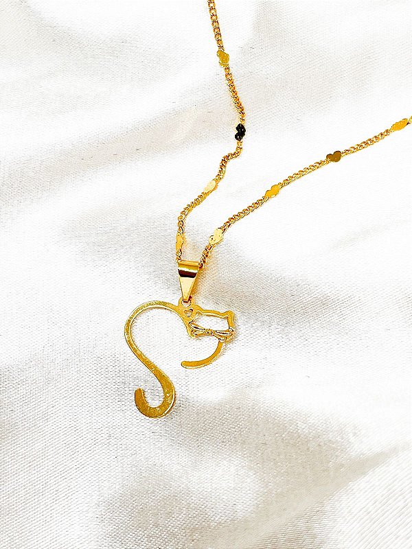 Colar de Gato com corrente com detalhes em coração