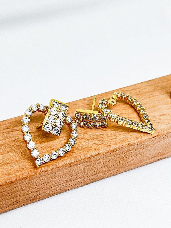 Brinco Coração Cristal