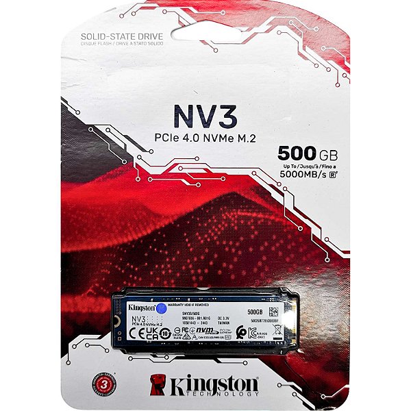 Memória SSD Kingston M2 NV3 500GB - SNV3S/500G