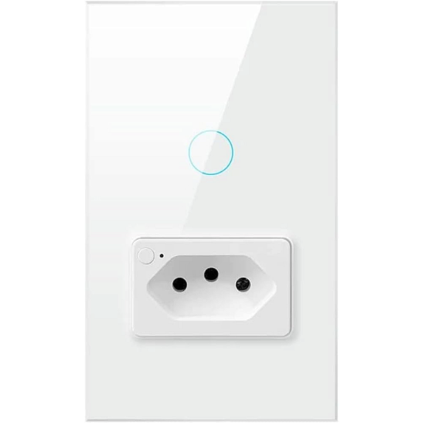 Interruptor com Tomada Inteligente 1 Botão Touch Zigbee 4x2 Branco Novadigital