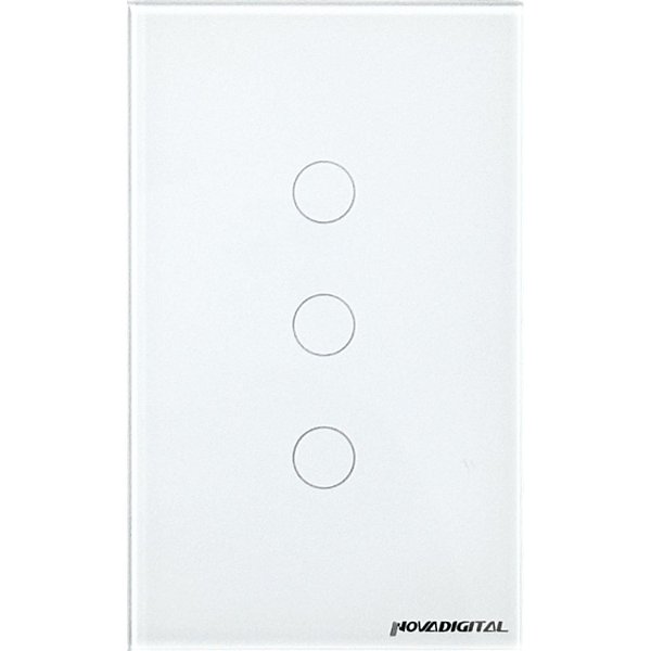 Interruptor 2x4 Zigbee 3 Botões Touch Branco NovaDigital