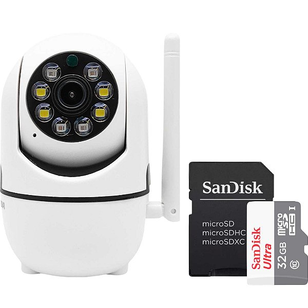 Kit Camera de Vigilancia Wi-Fi 1080P + Micro sd 32gb