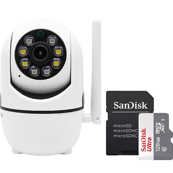 Kit Camera de Vigilancia Wi-Fi 1080P + Micro sd 128gb