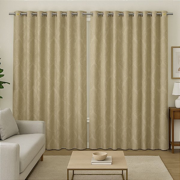 Cortina Pendure Jacquard 4,00 (A) x 2,70 (L) Bege