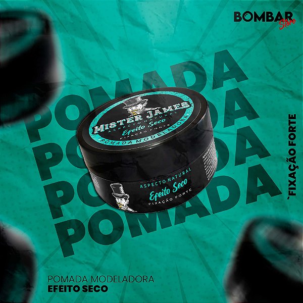 Pomada Modeladora Efeito Seco Fixação Forte 90g | Mister James®