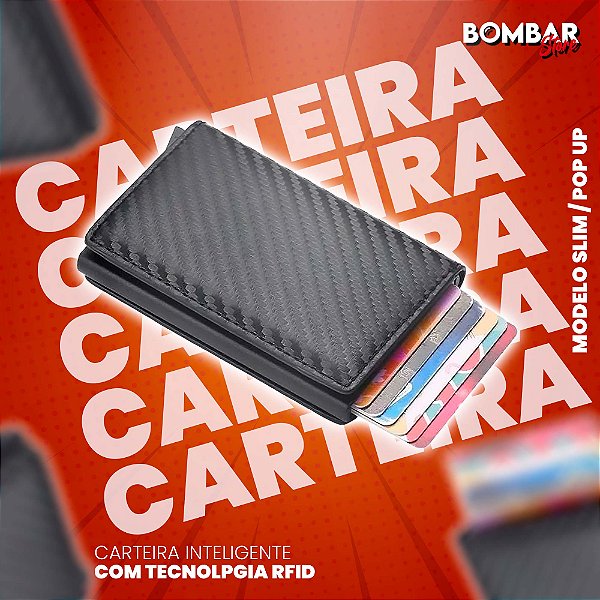 Carteira Inteligente Slim Antifurto Pop Up com tecnologia RFID