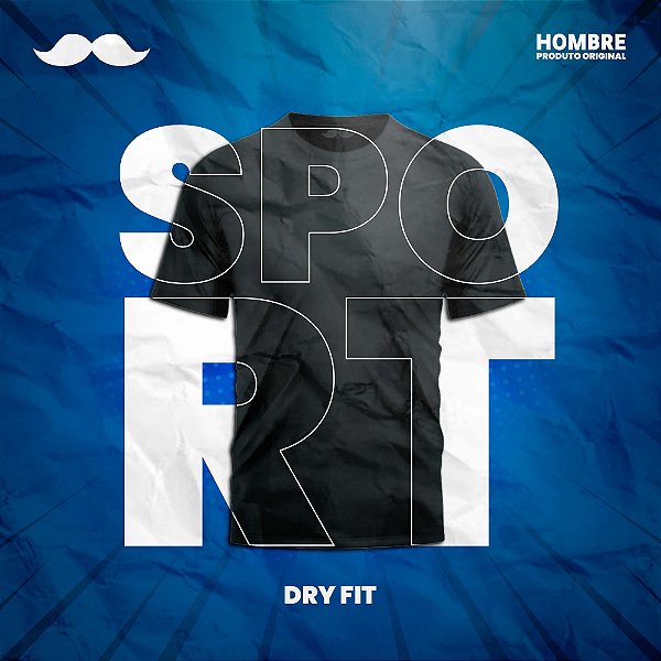Camiseta Masculina SPORT Dryfit Preta | Hombre
